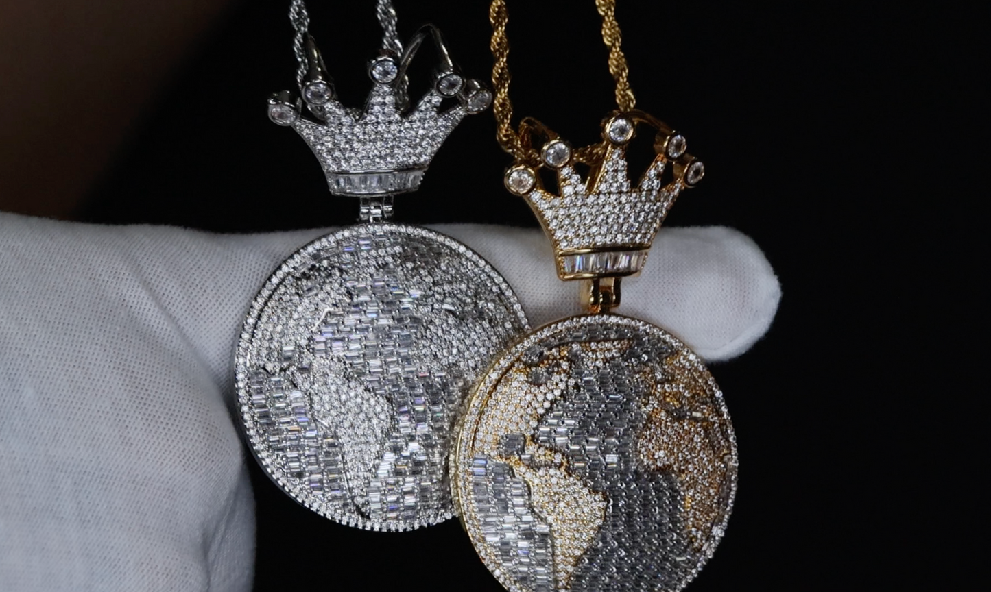 Iced Out Pendant | Hip Hop Diamond Pendant | World Pendant
