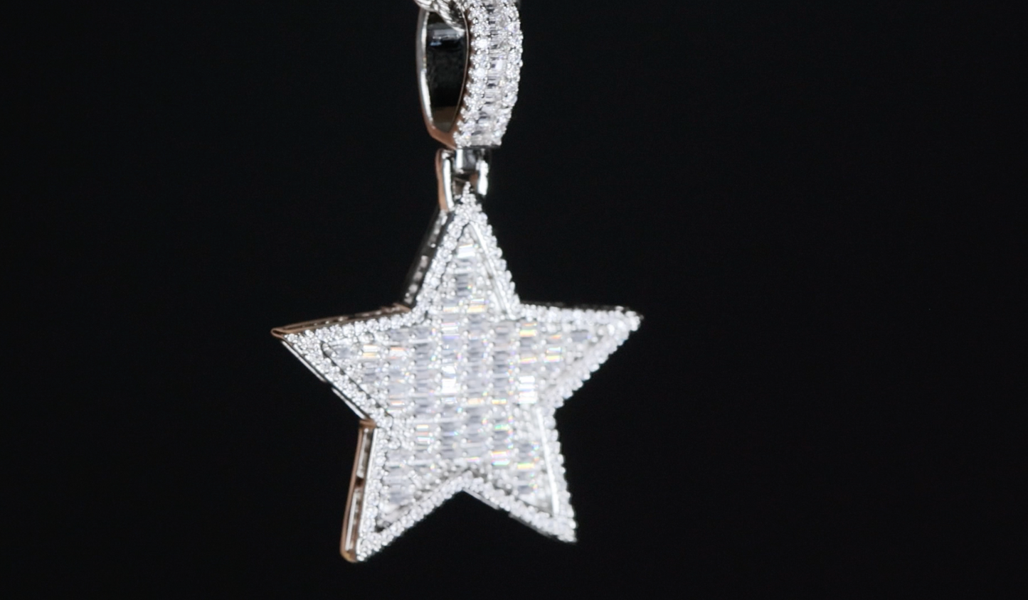 Star Pendant | Diamond Star Pendant |  Baguette Diamond Star Pendant
