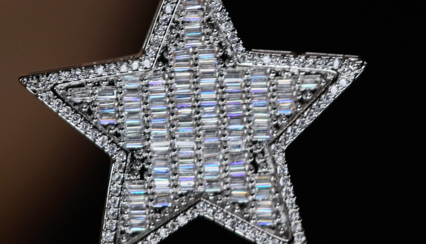 Star Pendant | Diamond Star Pendant |  Baguette Diamond Star Pendant