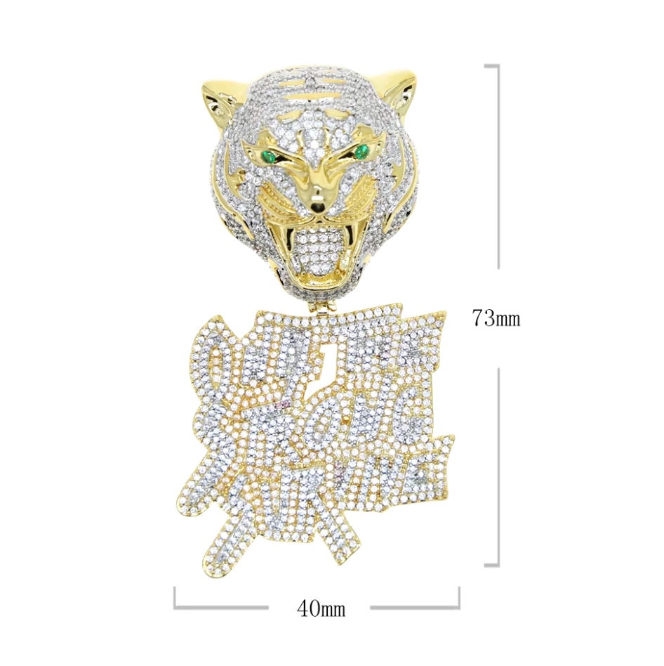 Iced Out Pendant | Diamond Tiger Pendant | Tiger Pendant