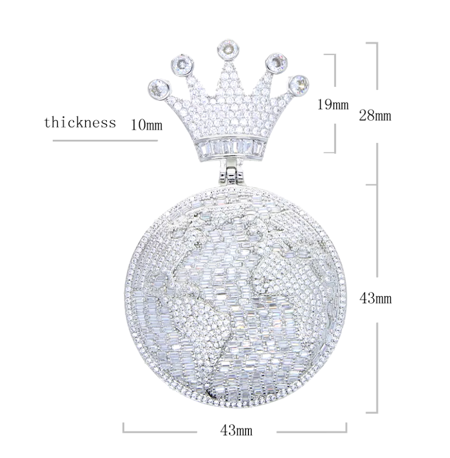 Iced Out Pendant | Hip Hop Diamond Pendant | World Pendant