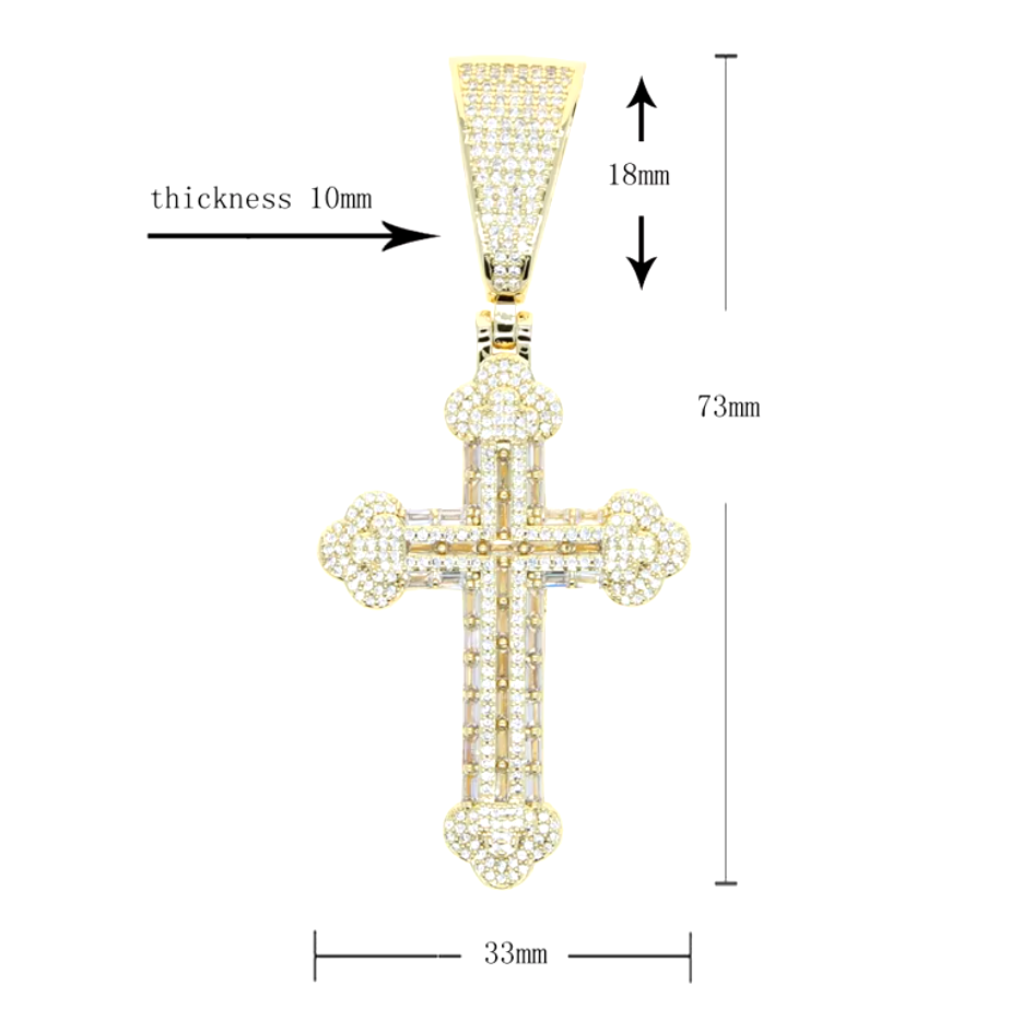 Iced Out Cross Pendant | Hip Hop Cross Pendant | Big Diamond Cross Pendant