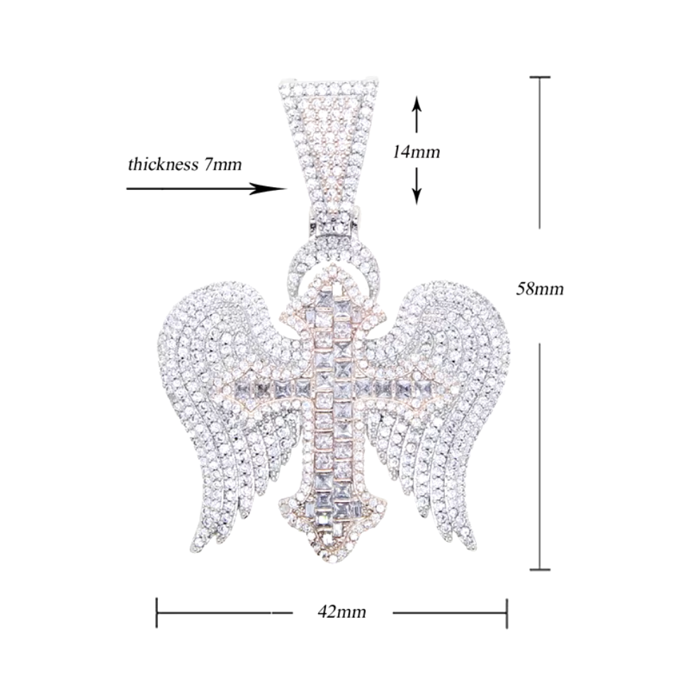 Iced Out Cross Pendant | Rose Gold Cross Pendant | Big Rose Gold Cross