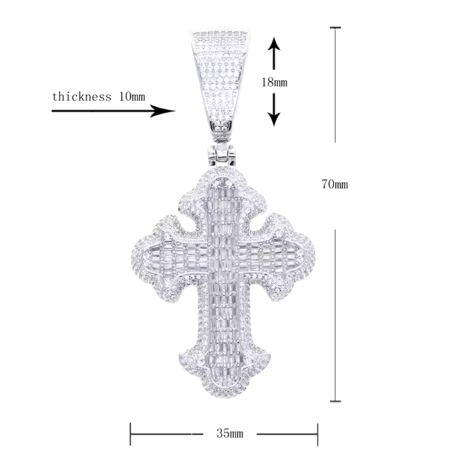 Iced Out Cross Pendant | Hip Hop Cross Pendant | Big Diamond Cross Pendant