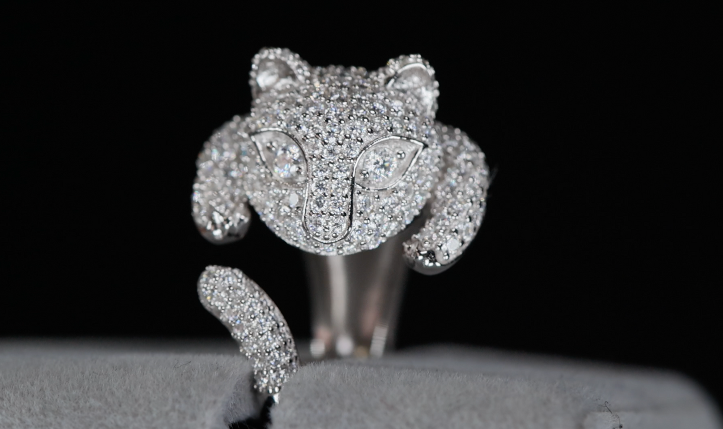 Moissanite Lion Ring | Diamond Lion Ring | Diamond Panther Ring