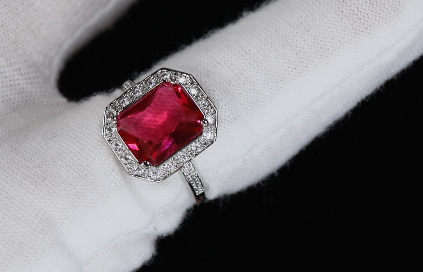 Red Diamond Ring | Womens Red Diamond Ring | Radiant Diamond Ring