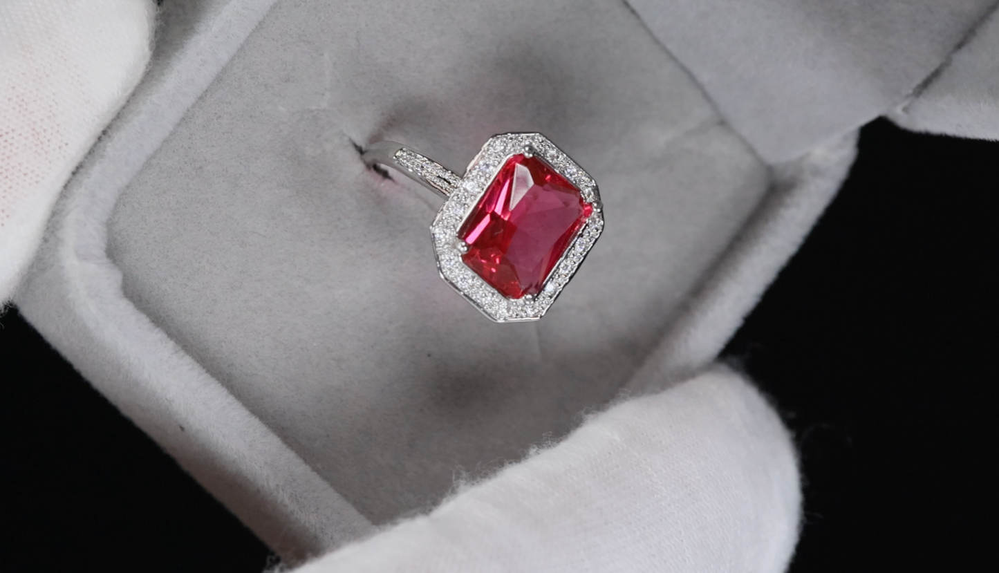 Red Diamond Ring | Womens Red Diamond Ring | Radiant Diamond Ring