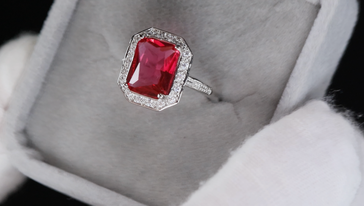 Red Diamond Ring | Womens Red Diamond Ring | Radiant Diamond Ring
