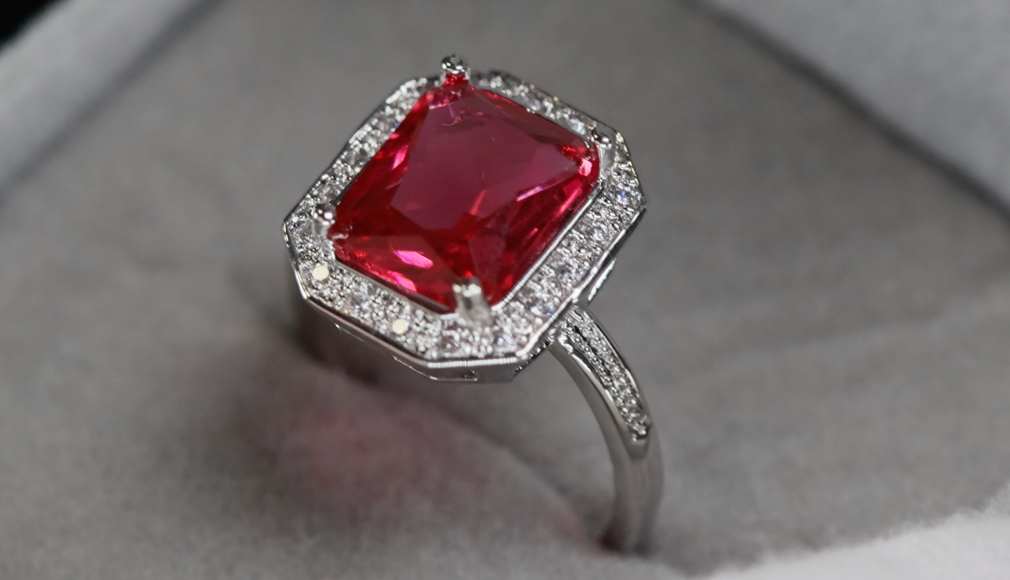 Red Diamond Ring | Womens Red Diamond Ring | Radiant Diamond Ring