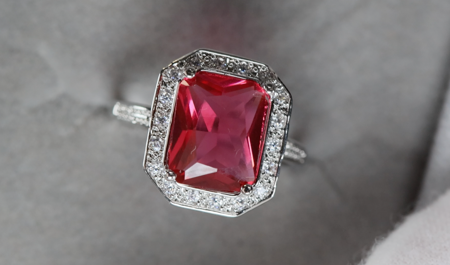 Red Diamond Ring | Womens Red Diamond Ring | Radiant Diamond Ring