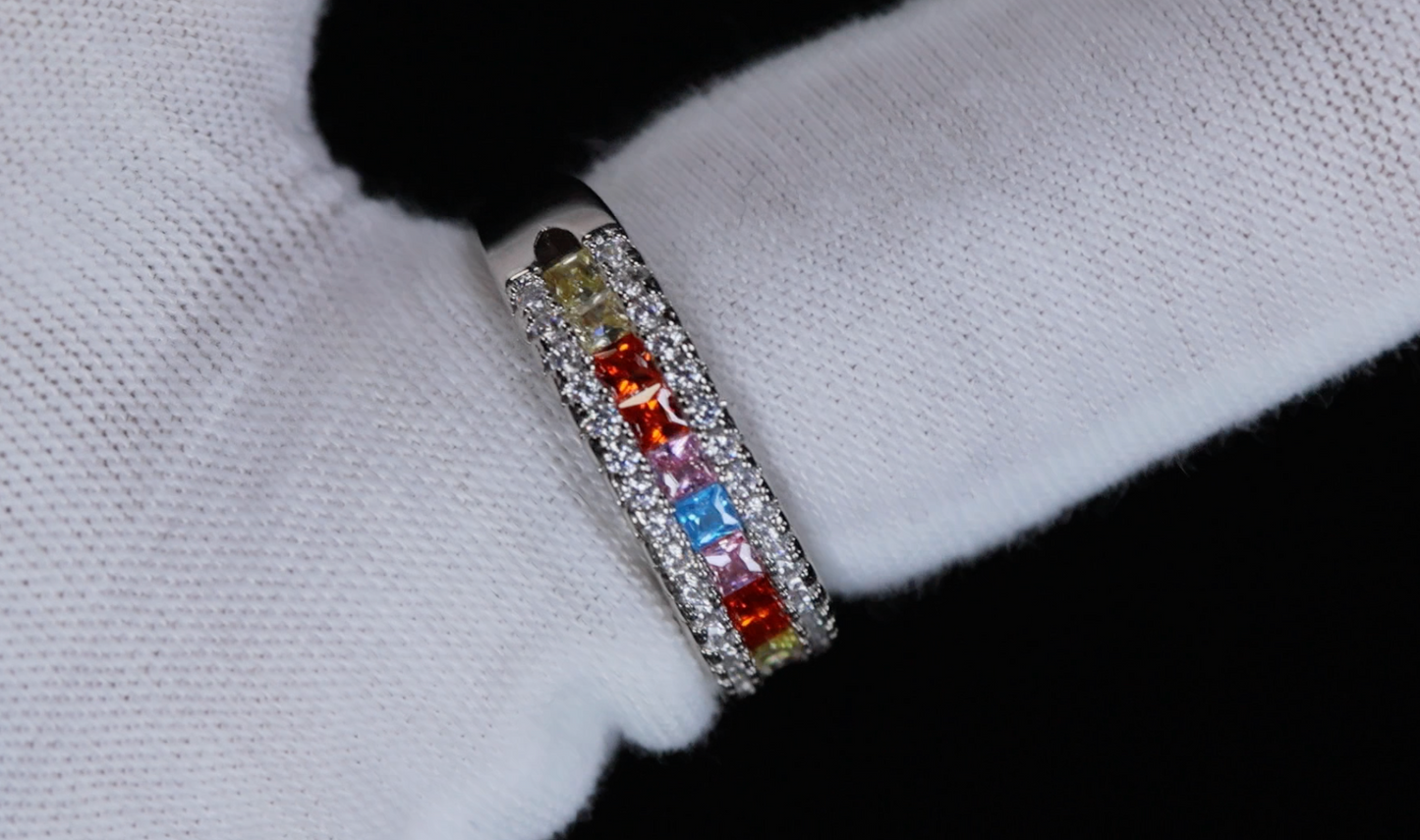 Rainbow Diamond Ring | Colourful Diamond Rings | Womens Multi Coloured Diamond Ring