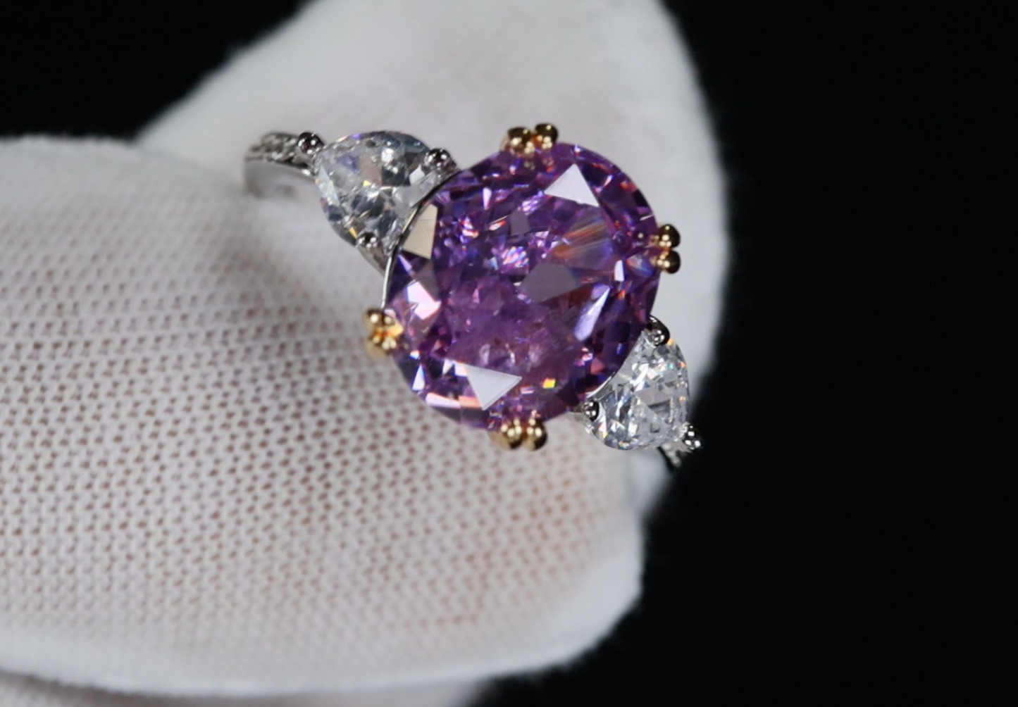 Purple Diamond Ring | Purple Oval Diamond Ring