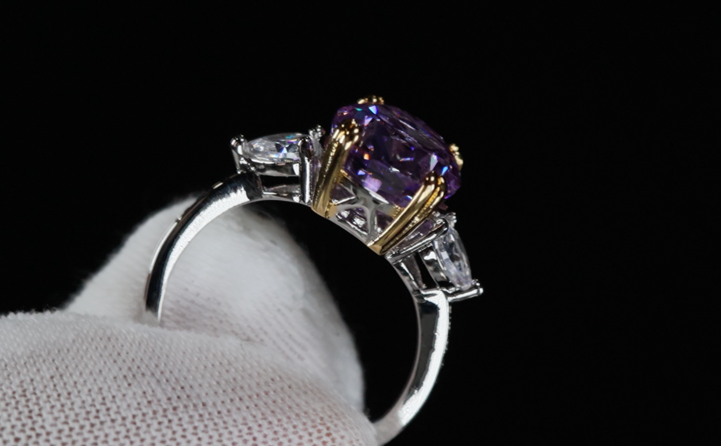Purple Diamond Ring | Purple Oval Diamond Ring