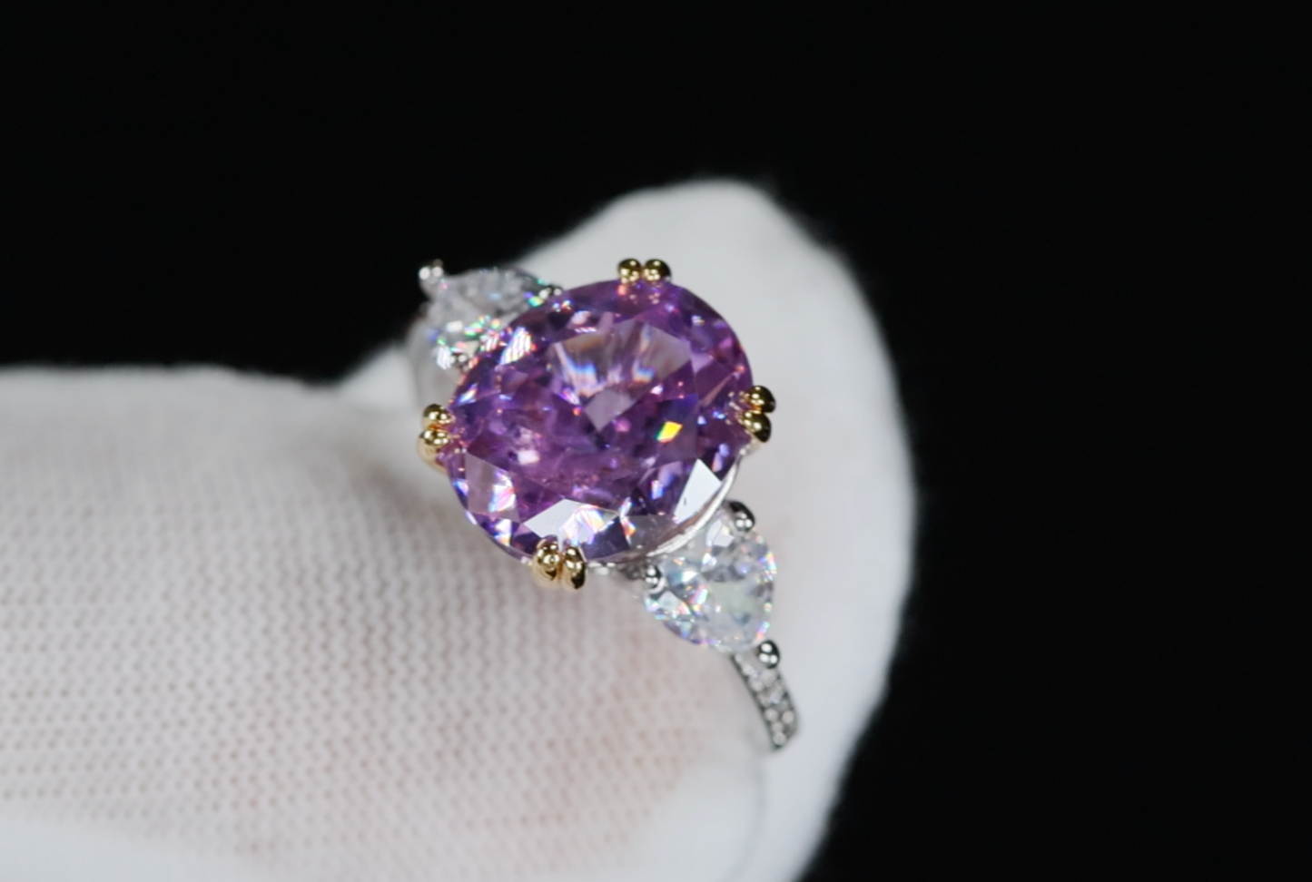 Purple Diamond Ring | Purple Oval Diamond Ring