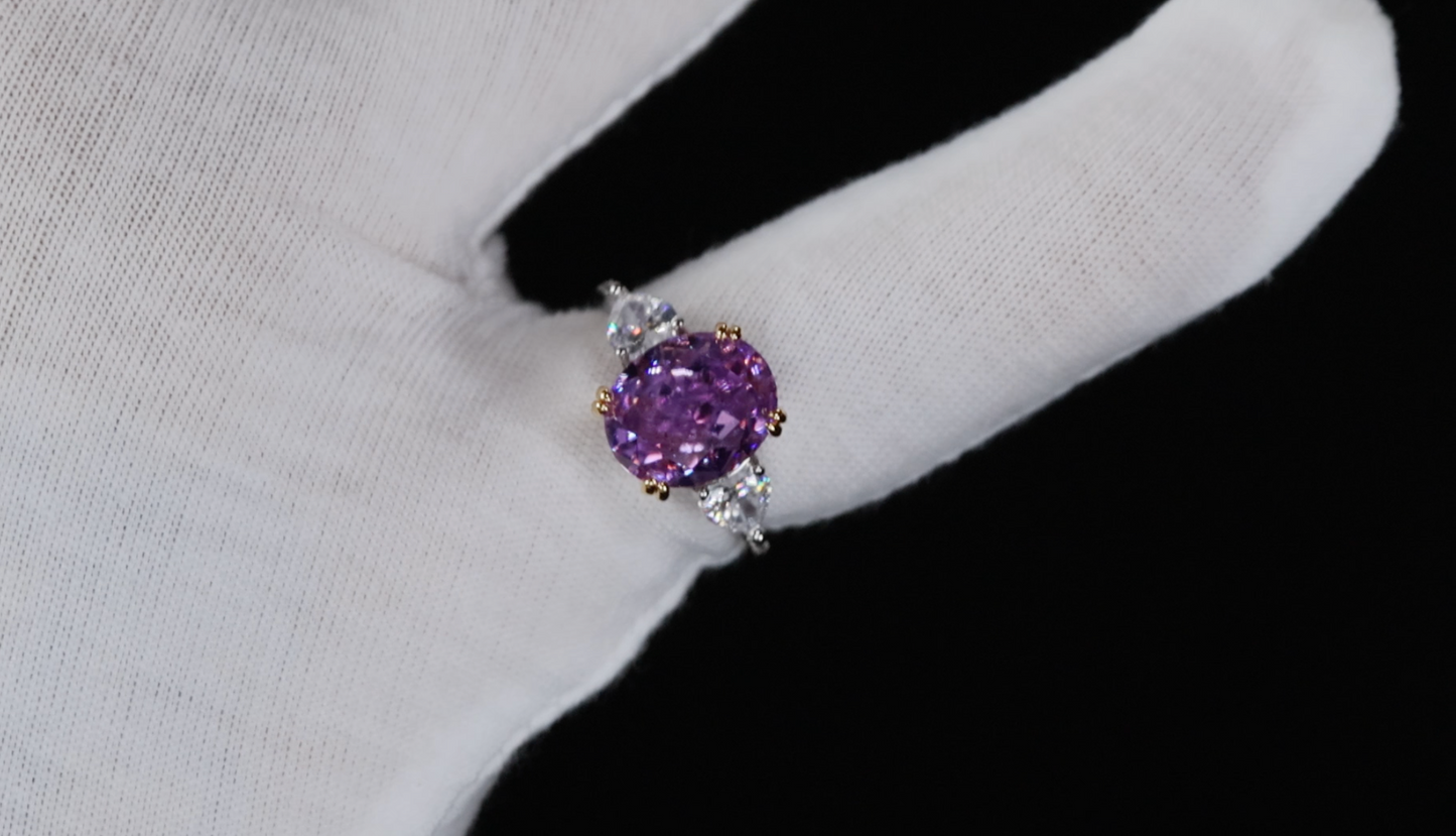 Purple Diamond Ring | Purple Oval Diamond Ring