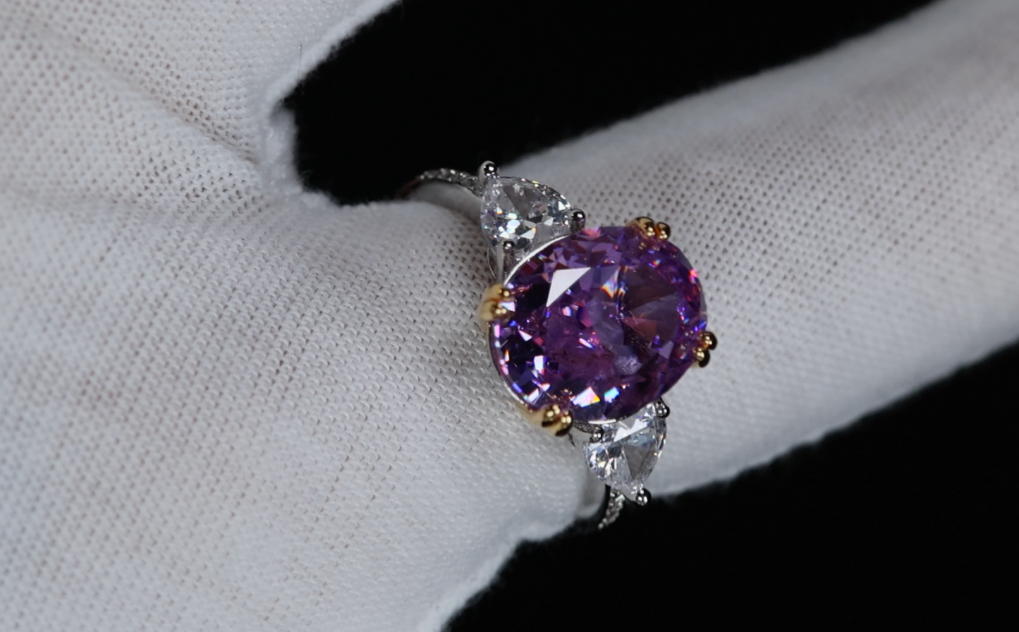 Purple Diamond Ring | Purple Oval Diamond Ring