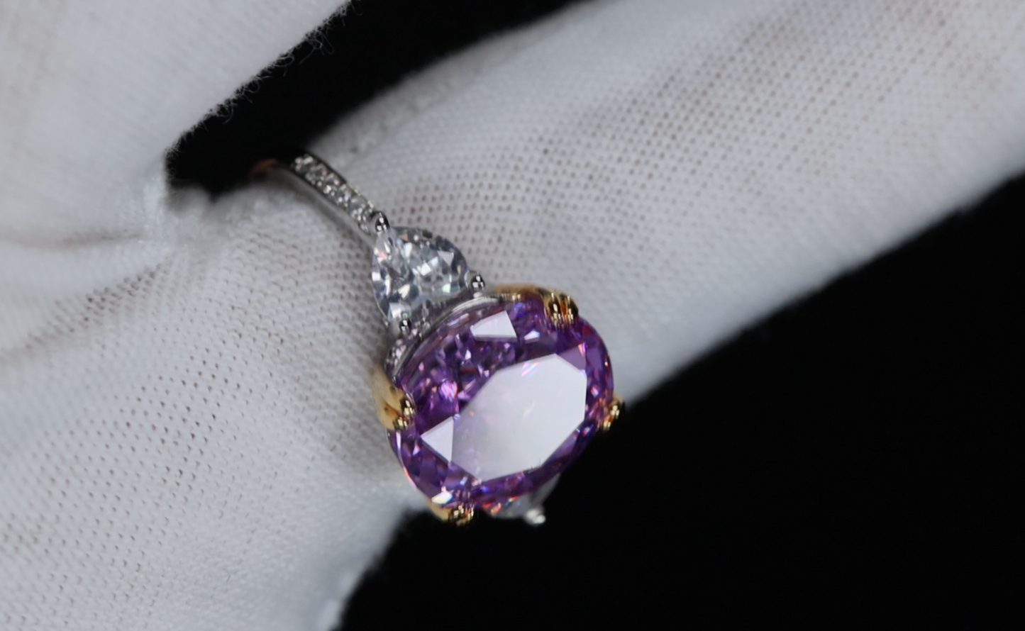 Purple Oval Diamond Ring