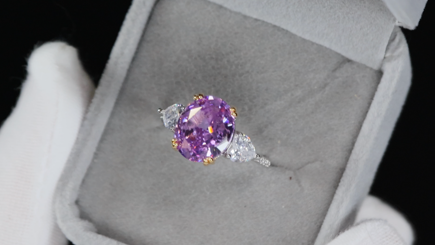 Purple Diamond Ring | Purple Oval Diamond Ring
