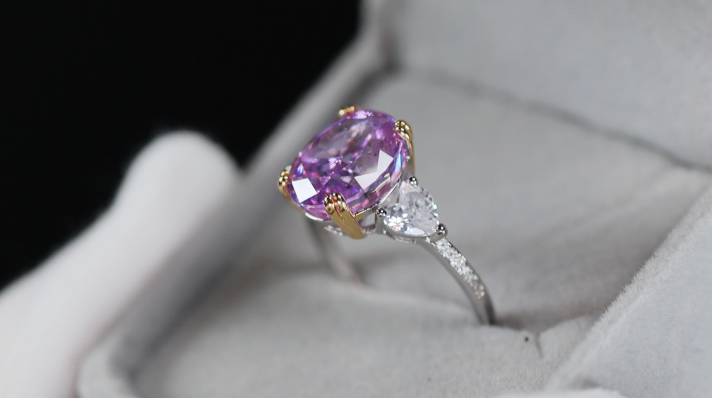 Purple Diamond Ring | Purple Oval Diamond Ring