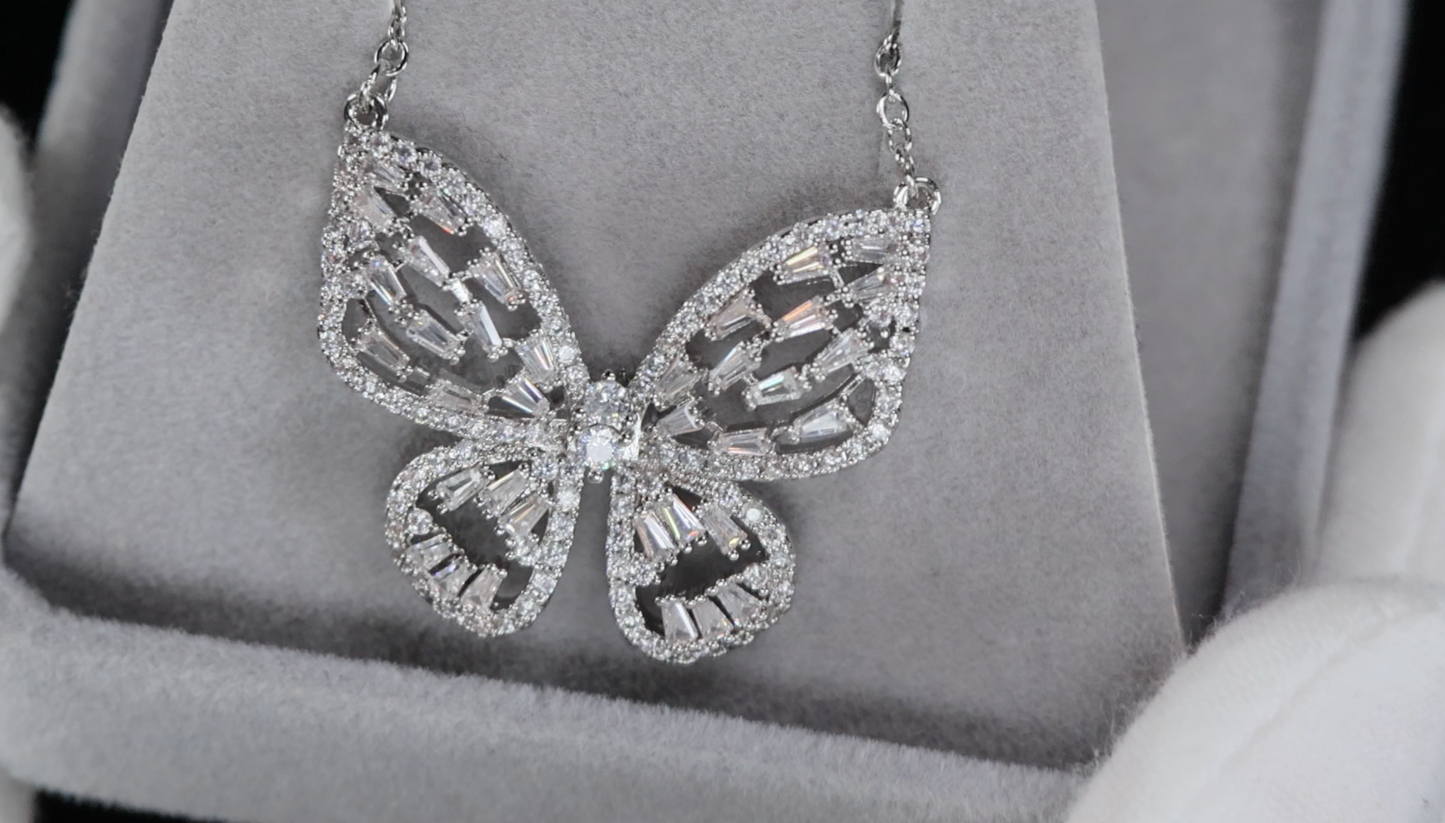 Butterfly Pendant | Diamond Butterfly Pendant | Baguette Diamond Butterfly Pendant
