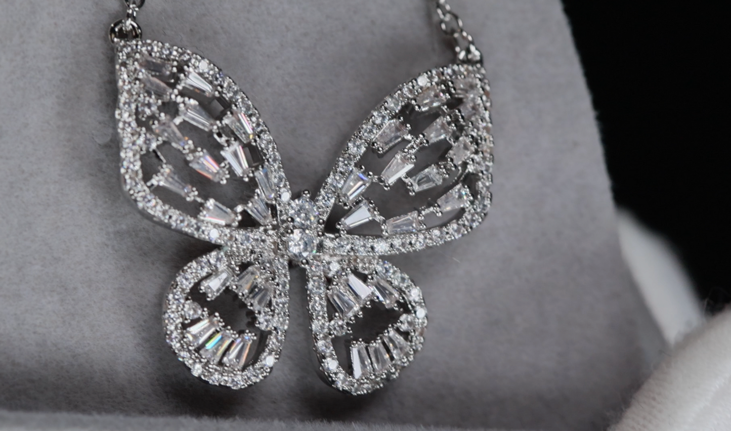 Butterfly Pendant | Diamond Butterfly Pendant | Baguette Diamond Butterfly Pendant