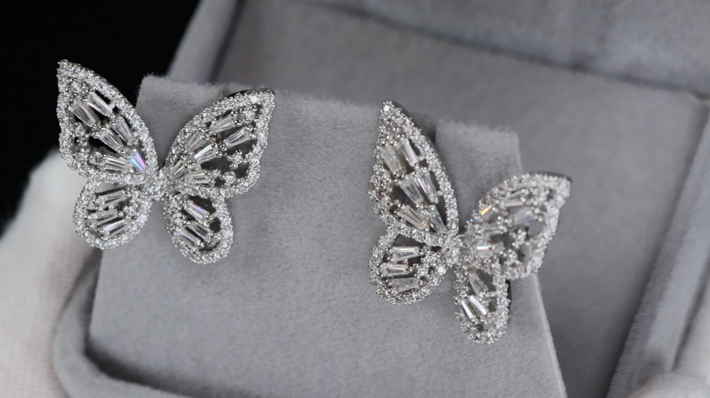 Butterfly Earrings | Diamond Butterfly Earrings | Butterfly Ear Studs