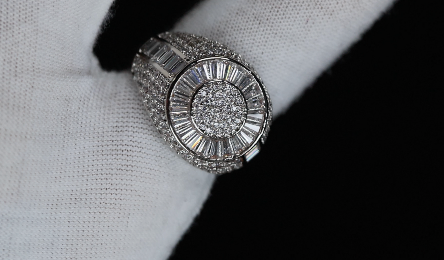 Baguette Iced Out Ring, Mens Iced Out Ring, Mens Diamond Hip Hop Ring
