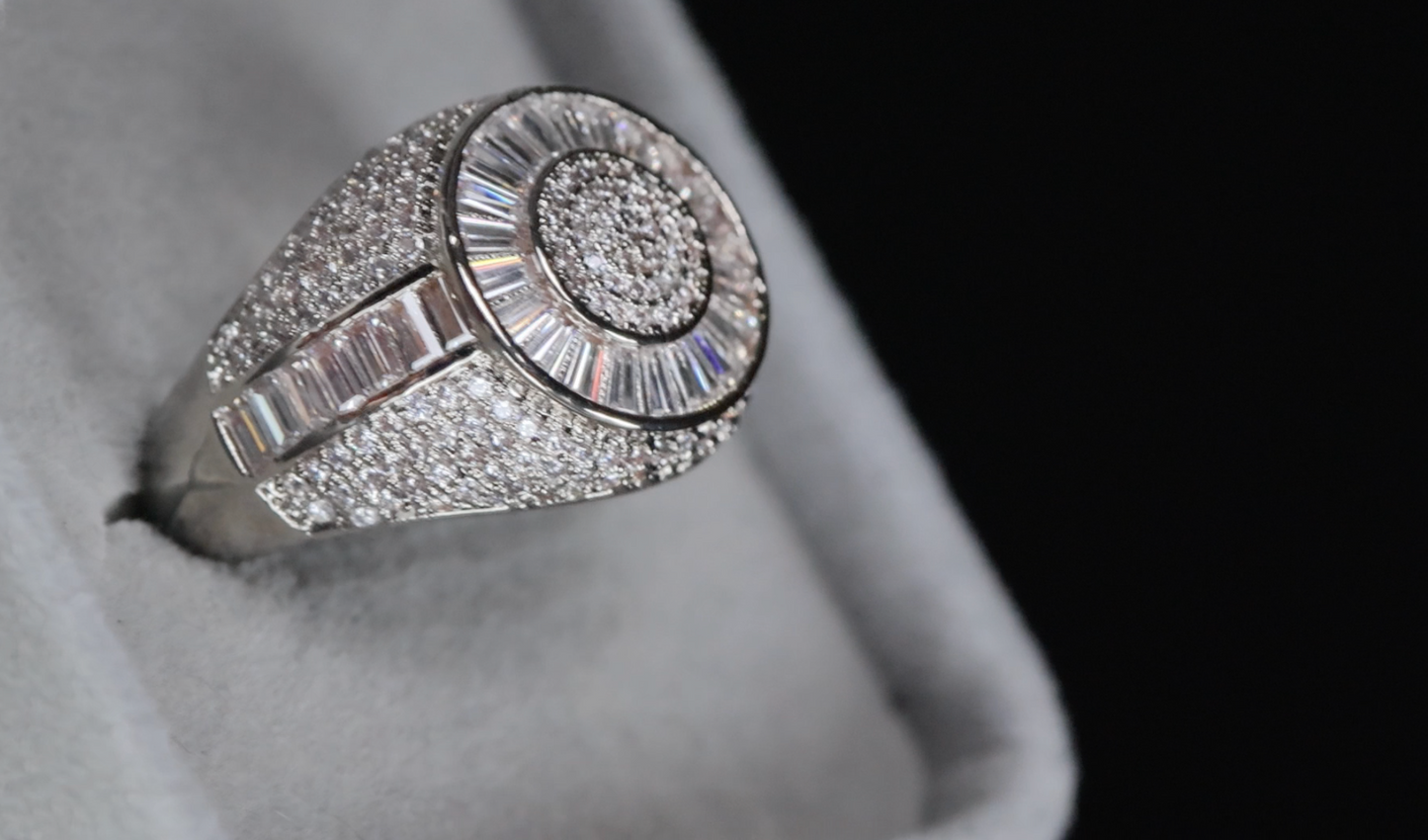 Baguette Iced Out Ring, Mens Iced Out Ring, Mens Diamond Hip Hop Ring
