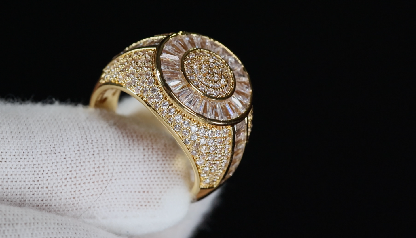 Mens Gold Diamond Ring | Mens Gold Iced Out Ring | Mens  Big Gold Ring