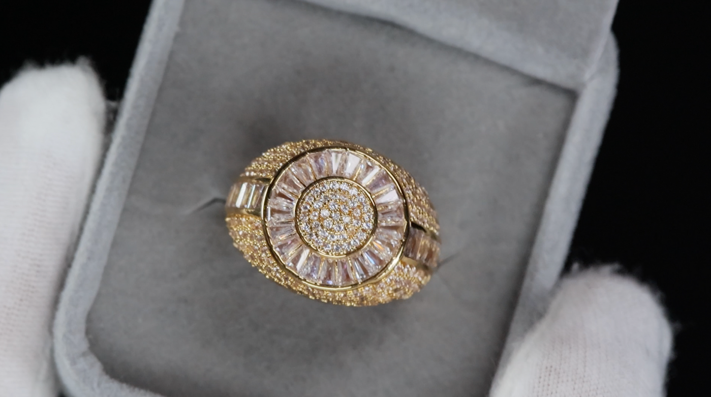 Mens Gold Diamond Ring | Mens Gold Iced Out Ring | Mens  Big Gold Ring