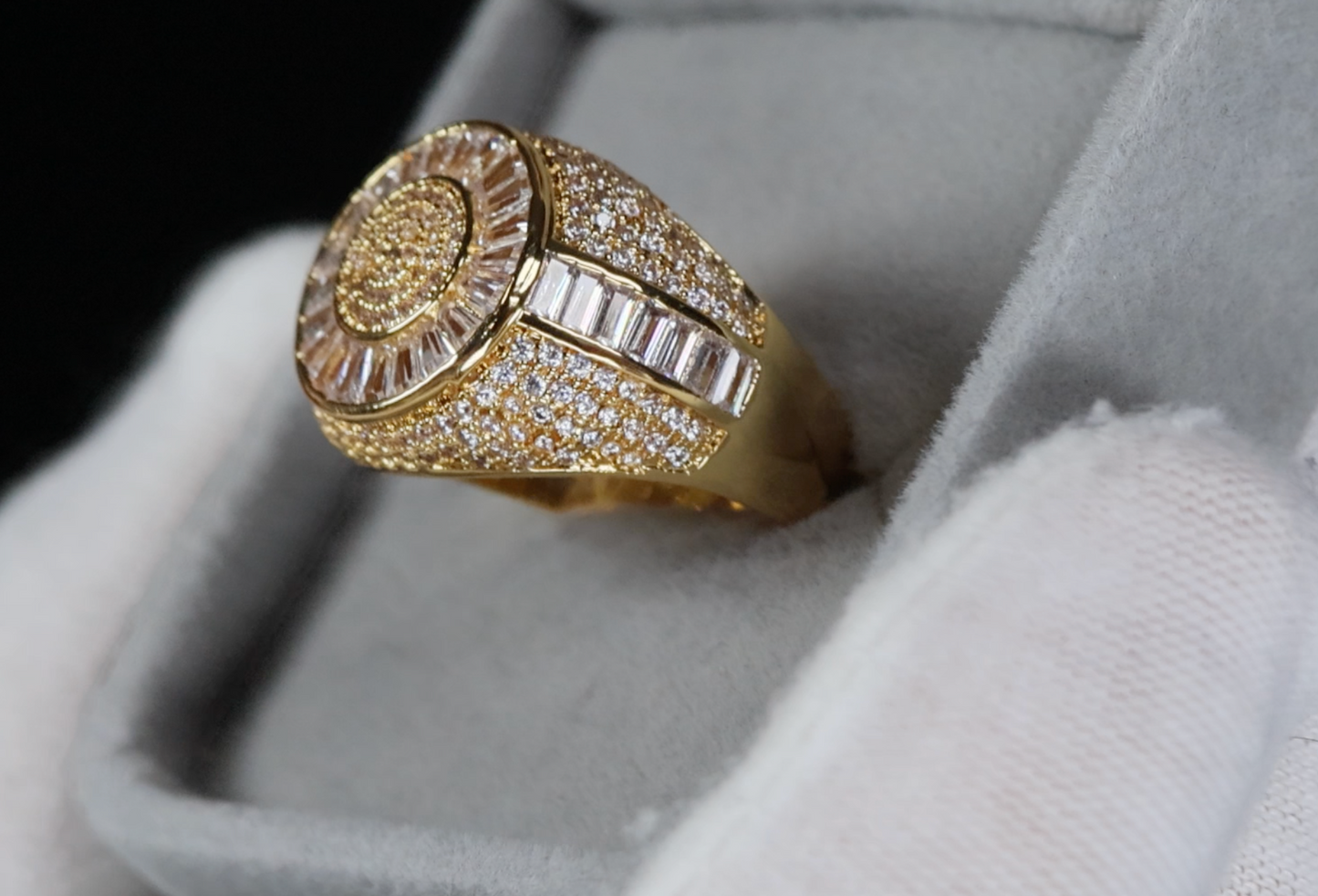 Mens Gold Diamond Ring | Mens Gold Iced Out Ring | Mens  Big Gold Ring