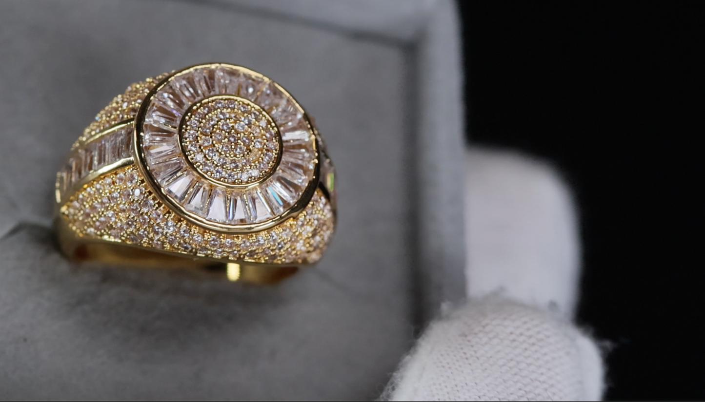 Mens Gold Diamond Ring | Mens Gold Iced Out Ring | Mens  Big Gold Ring