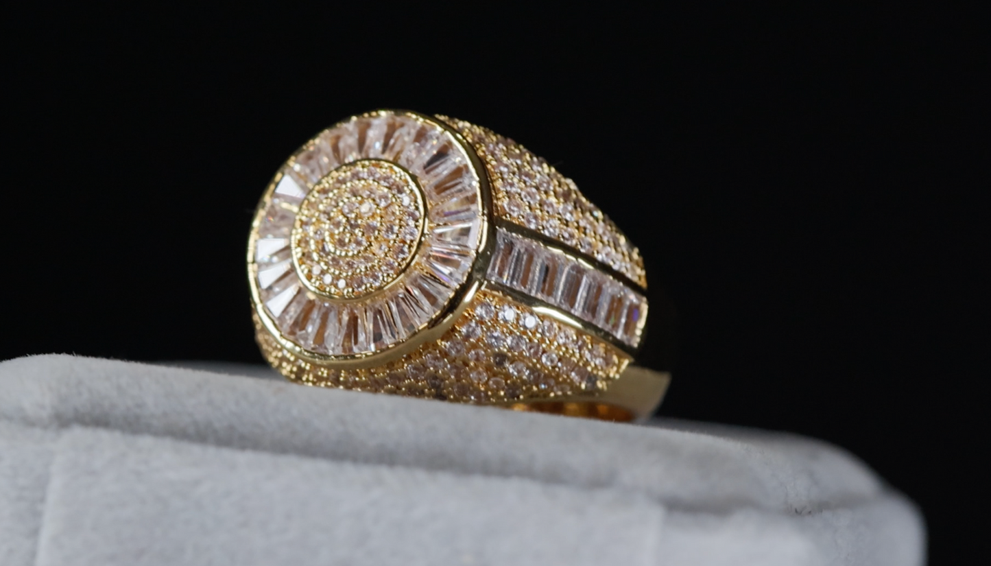 Mens Gold Diamond Ring | Mens Gold Iced Out Ring | Mens  Big Gold Ring