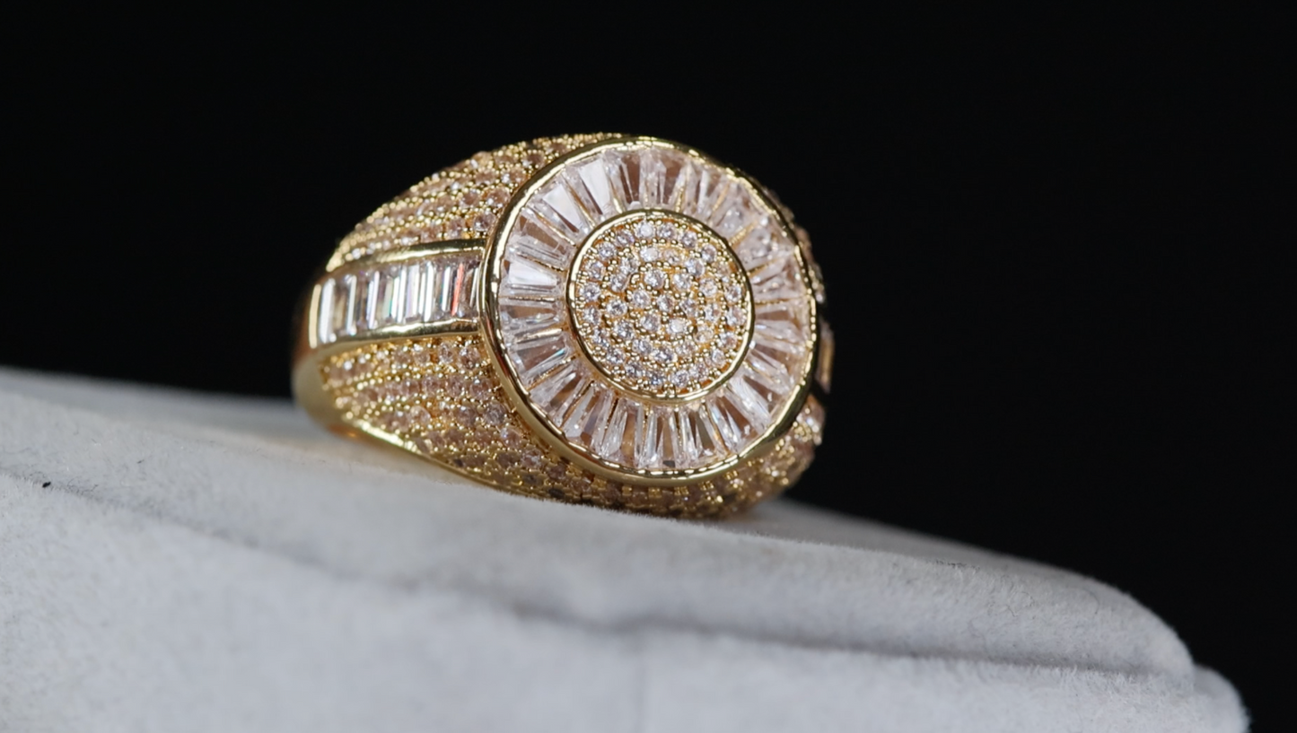 Mens Gold Diamond Ring | Mens Gold Iced Out Ring | Mens  Big Gold Ring