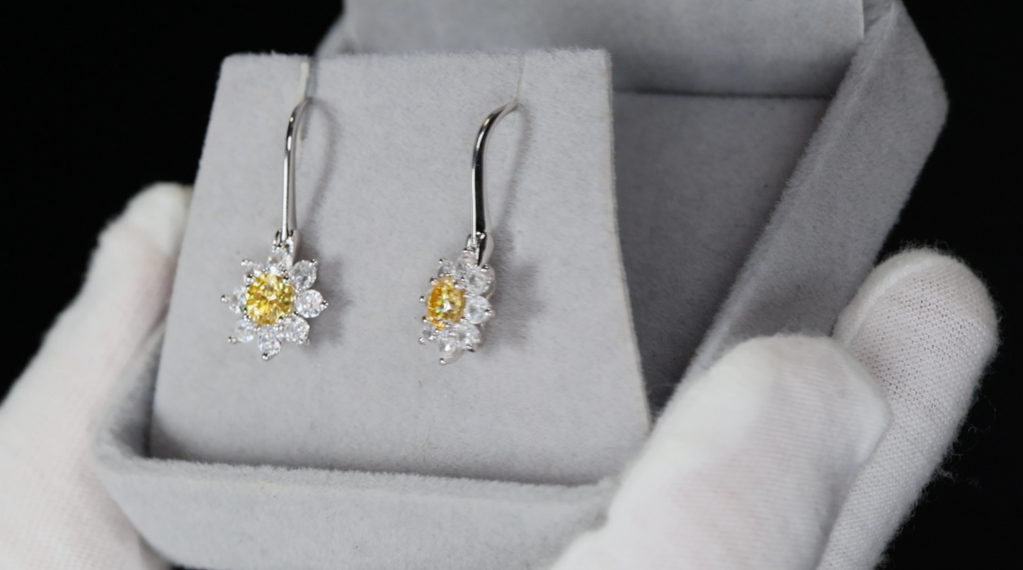 Yellow Moissanite Diamond Earrings