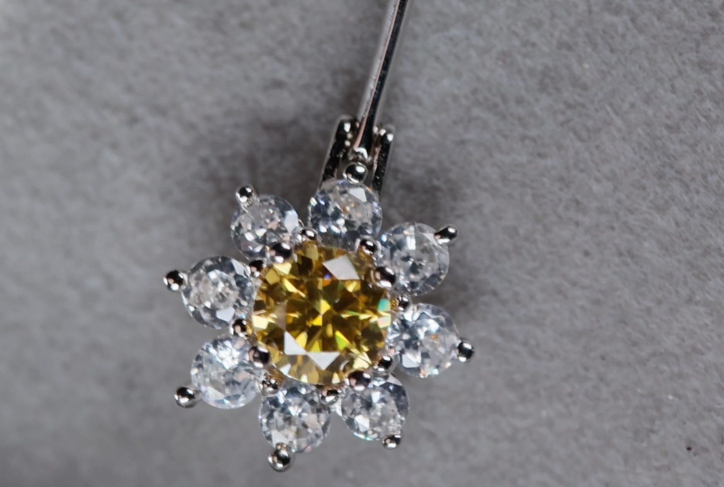 Yellow Moissanite Diamond Snowflake Earrings | Yellow Moissanite Earrings