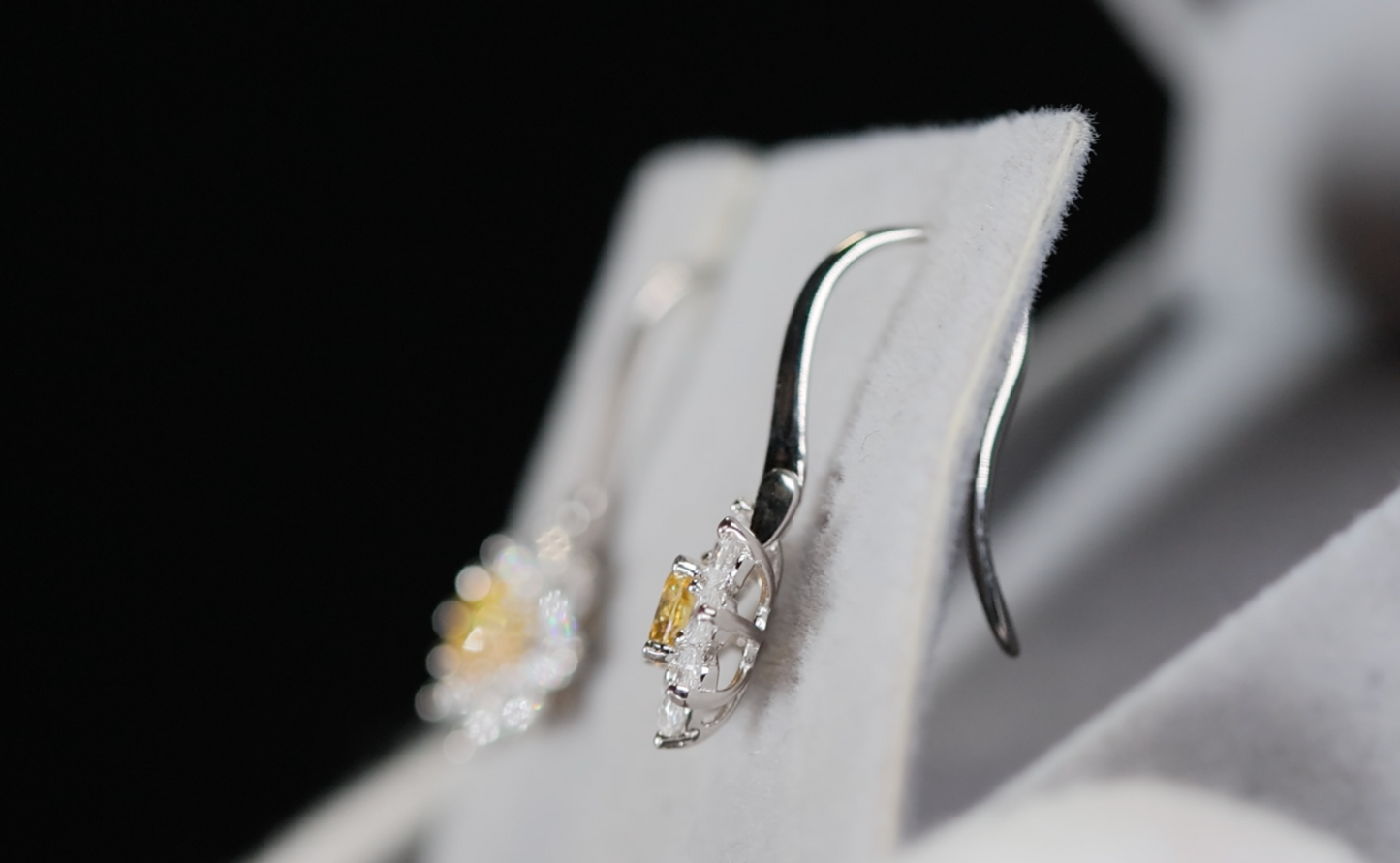 Yellow Moissanite Diamond Snowflake Earrings | Yellow Moissanite Earrings