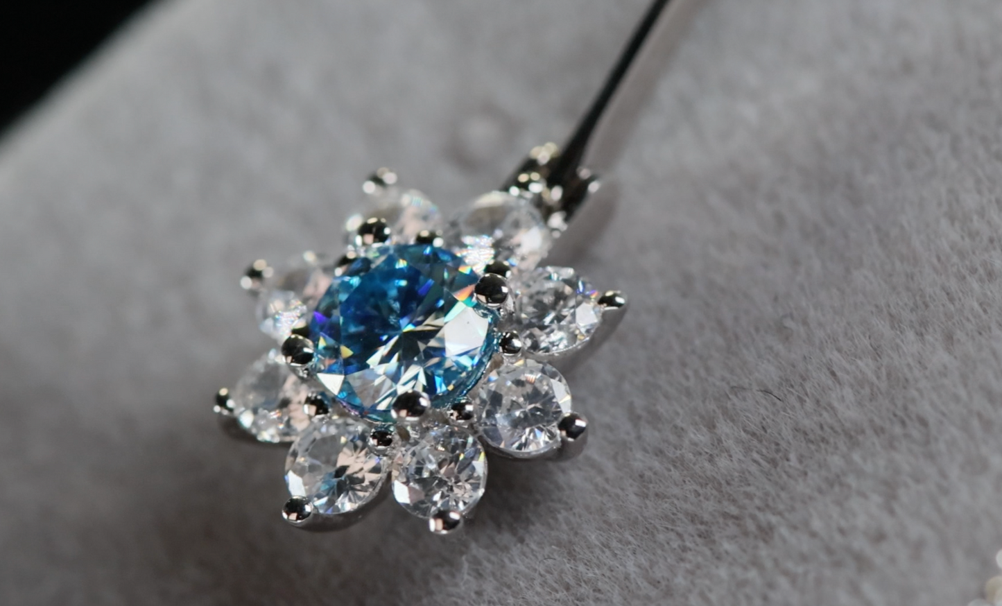Blue Moissanite Diamond Snowflake Earrings | Blue Moissanite Diamond Earrings