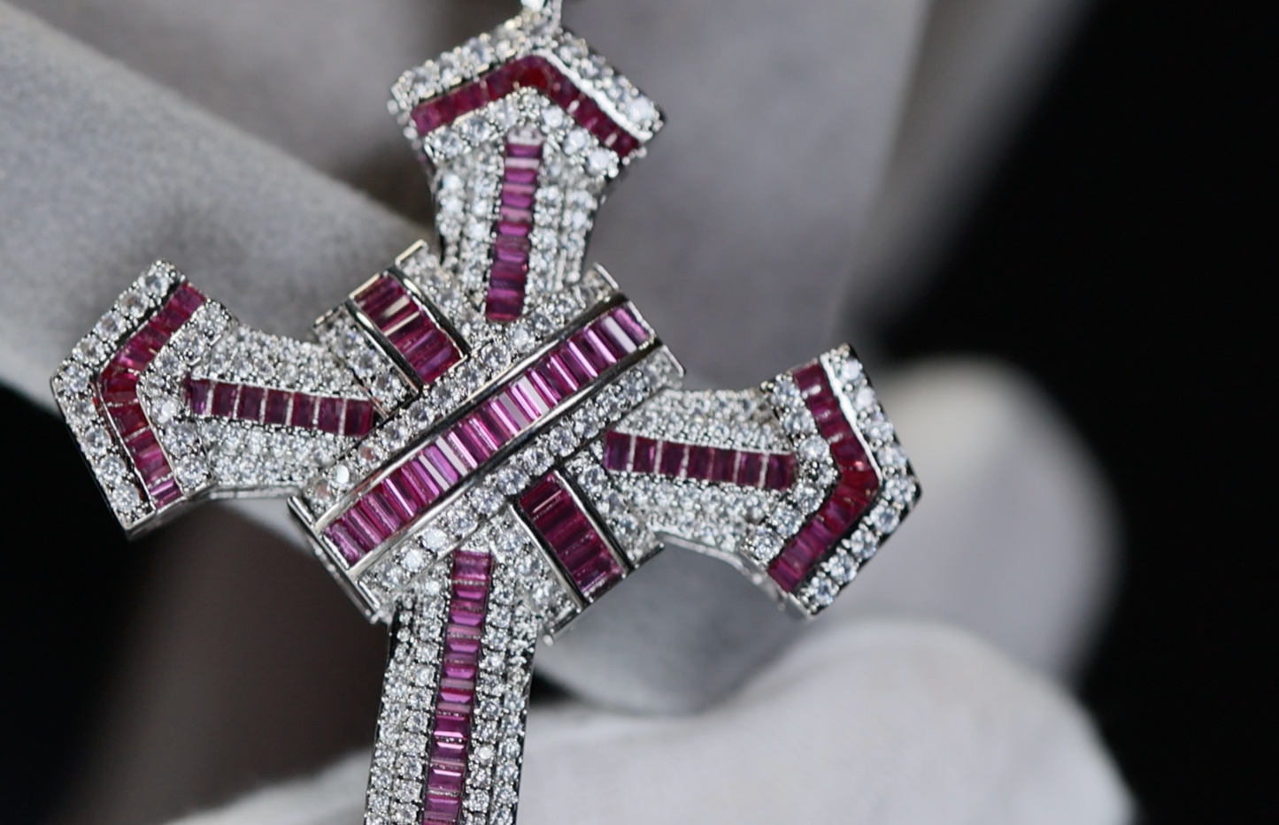 Red Diamond Cross Pendant | Big Red Diamond Cross Pendant