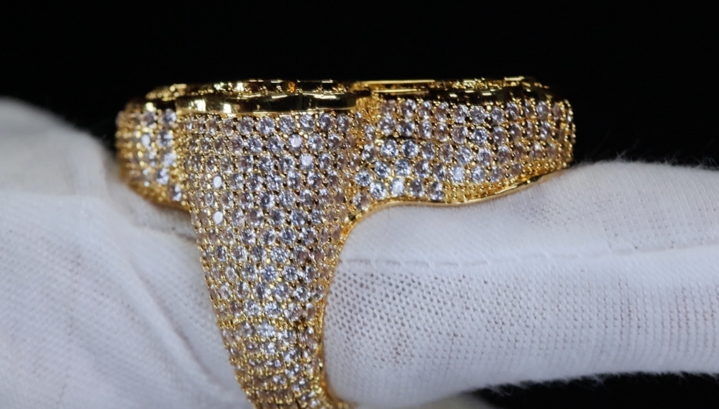 Iced Out Cross Ring | Gold Diamond Cross Ring | Hip Hop Cross Ring
