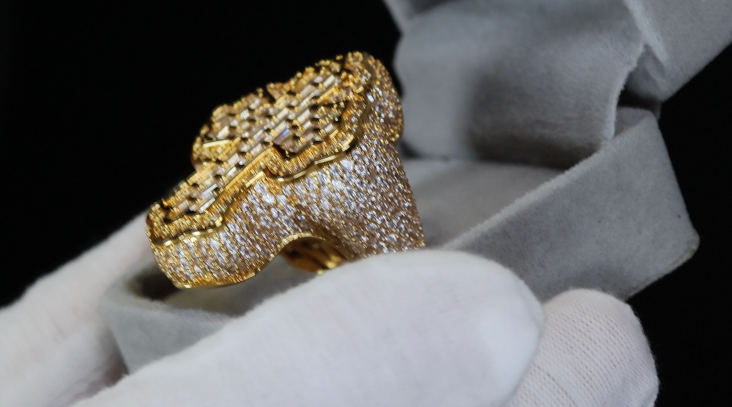 Iced Out Cross Ring | Gold Diamond Cross Ring | Hip Hop Cross Ring