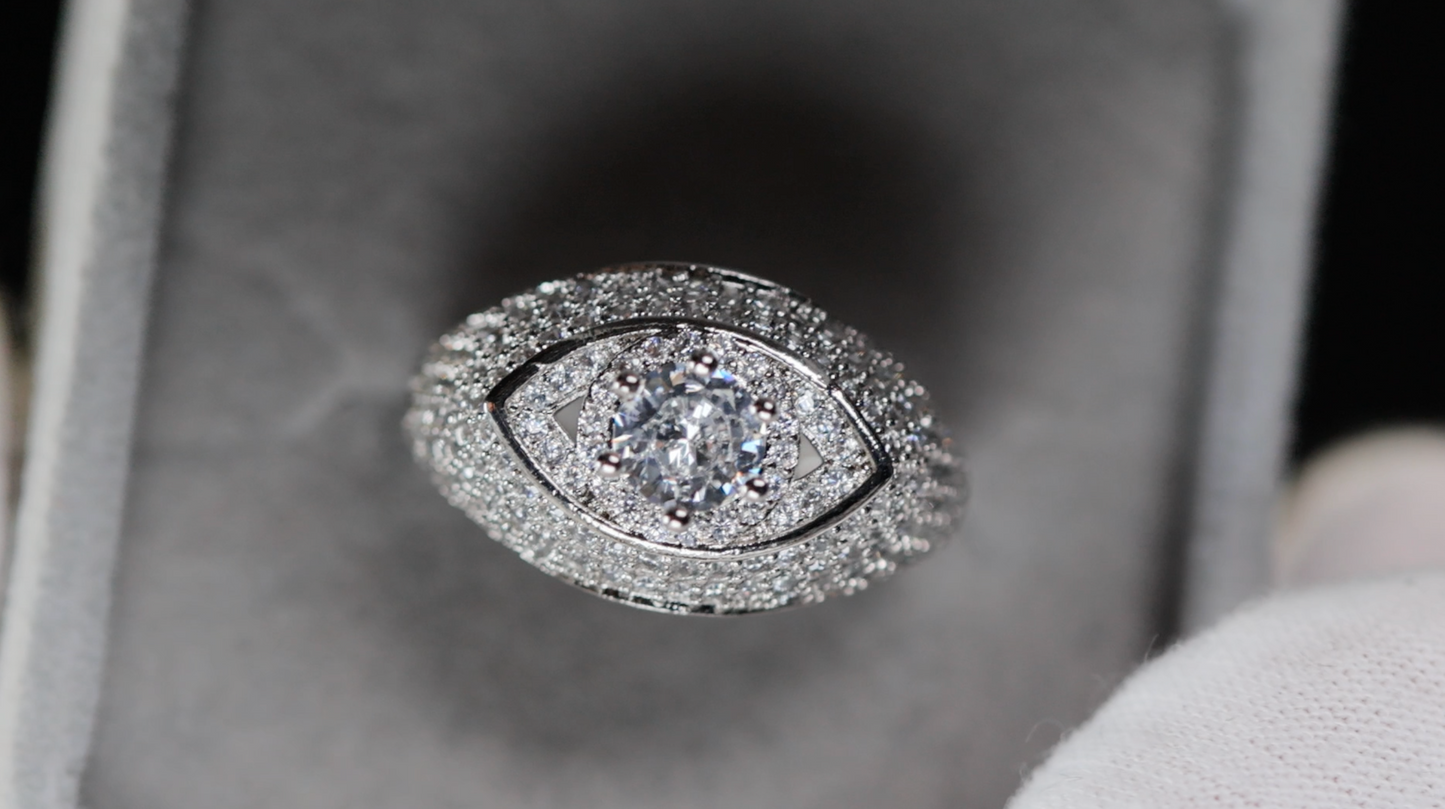 Diamond Evil Eye Ring | Evil Eye Ring | Iced Out Eye Ring