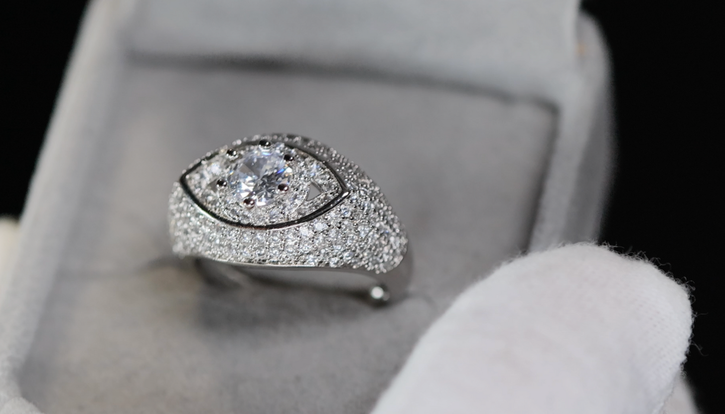 Diamond Evil Eye Ring | Evil Eye Ring | Iced Out Eye Ring
