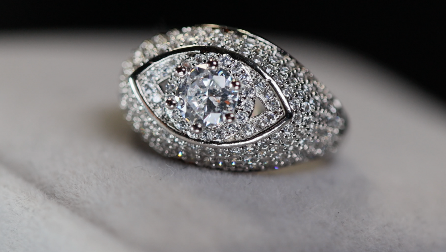 Diamond Evil Eye Ring | Evil Eye Ring | Iced Out Eye Ring
