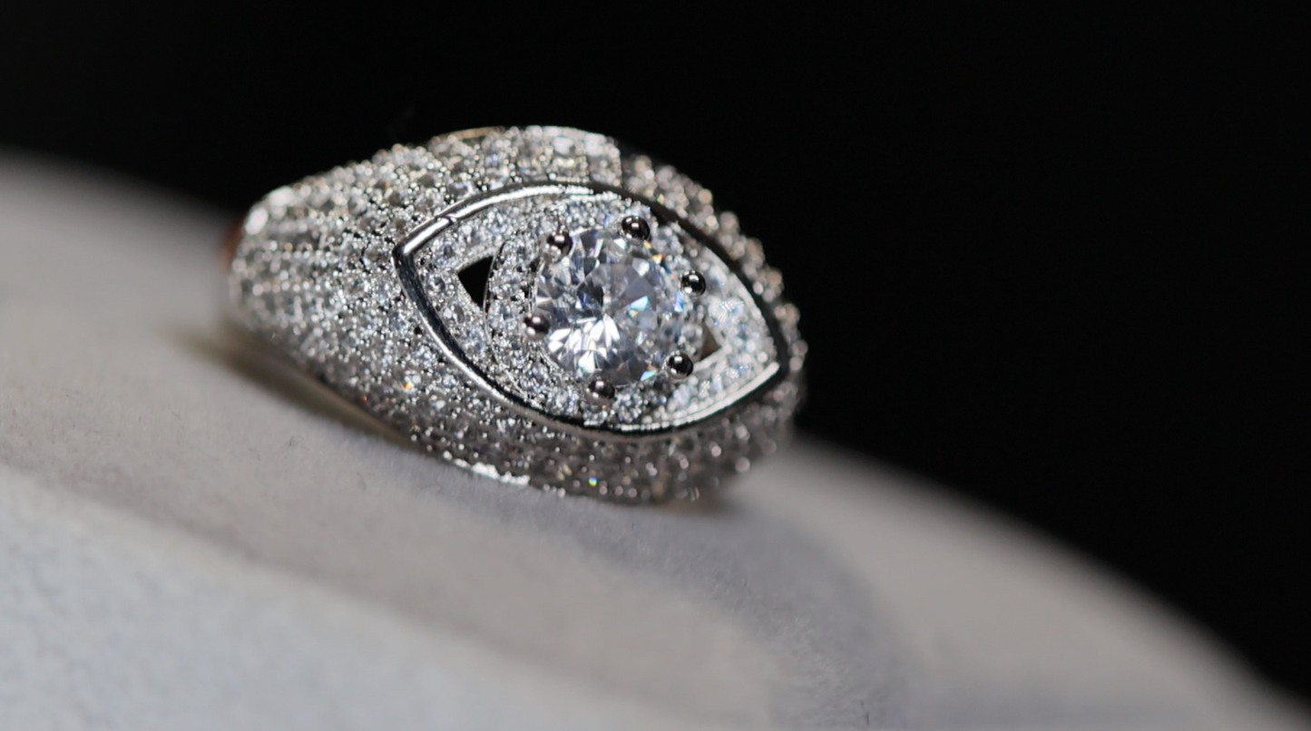 Diamond Evil Eye Ring | Evil Eye Ring | Iced Out Eye Ring