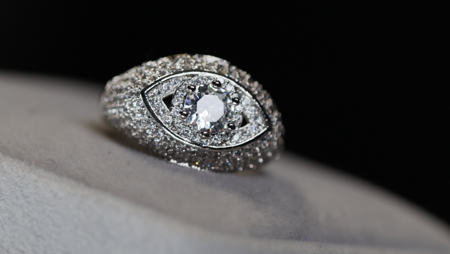 Diamond Evil Eye Ring | Evil Eye Ring | Iced Out Eye Ring