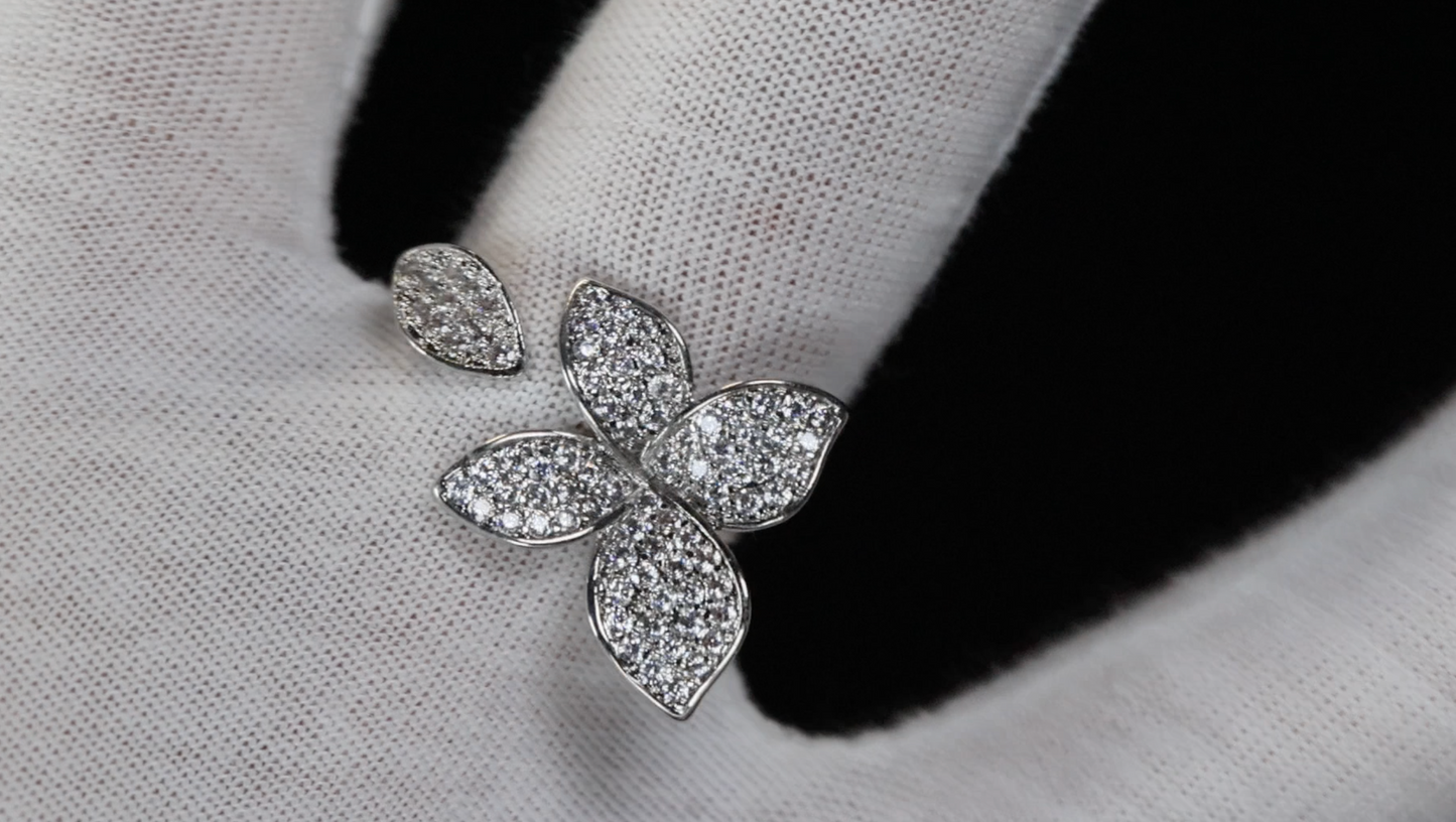 Diamond Flower Ring | Diamond Charm Ring