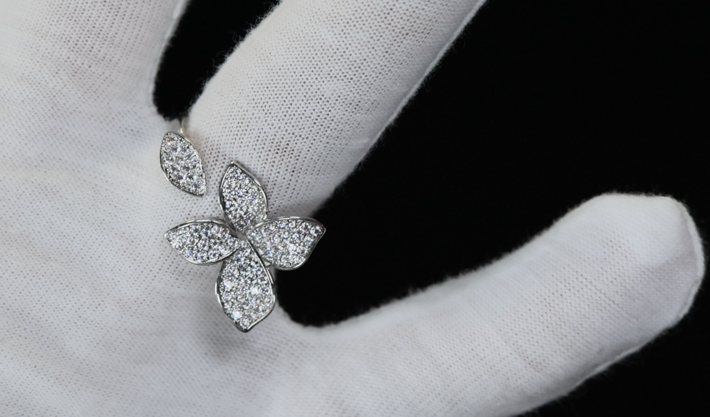 Diamond Flower Ring | Diamond Charm Ring