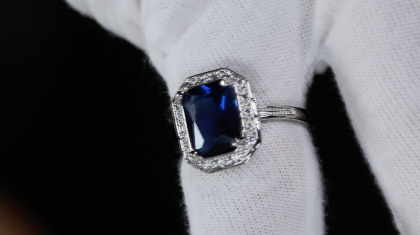 Sapphire Blue Diamond Ring | Blue Diamond Engagement Ring