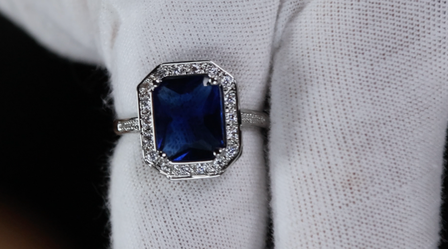 Sapphire Blue Diamond Ring | Blue Diamond Engagement Ring